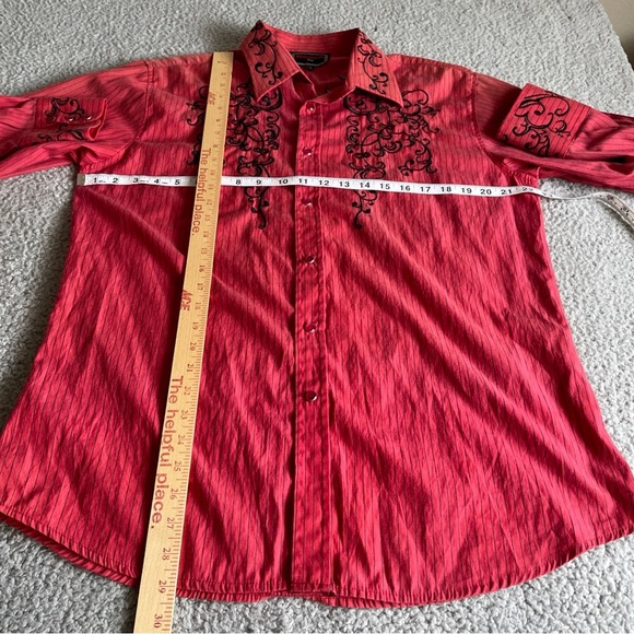 Patron Cito Shirts Mens L Red  Pearl Snap Western Embroidered Charro Cowboy READ - Picture 7 of 14